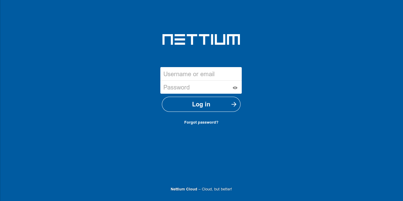 Screenshot of the website cloud.nettiumserver.eu